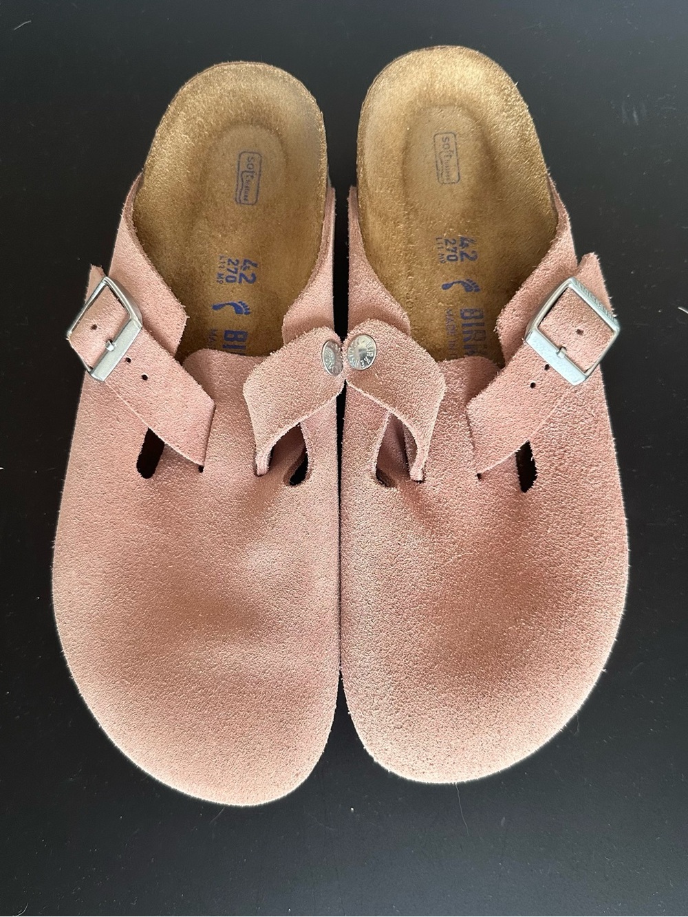 Birkenstock Suede Slip-On Clogs in Dusty Pink